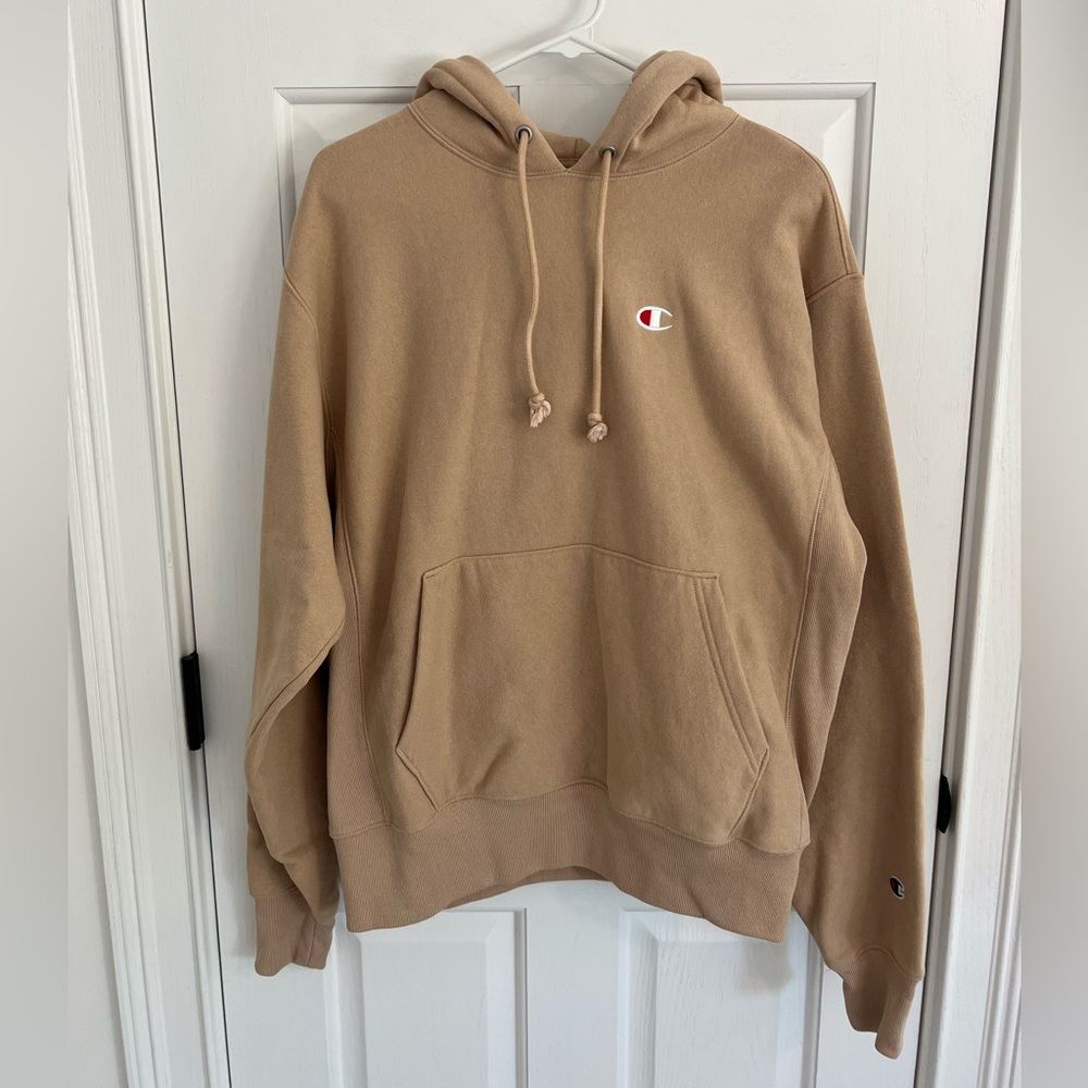 CHAMPION: tan reverse weave sweatshirt hoodie